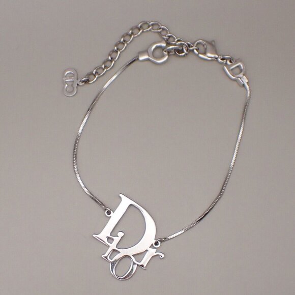 CHRISTIAN DIOR CD Logo Bracelet Bangle Silver Accessory - Picture 1 of 8
